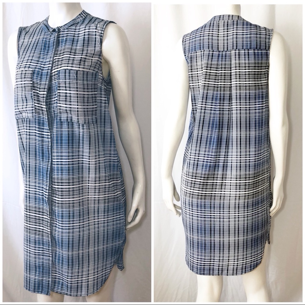 Mossimo Plaid shirt Dress blue black white XS